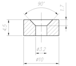 Неодимов магнит D10xd3.2xH4.5 mm (N) - Image 6